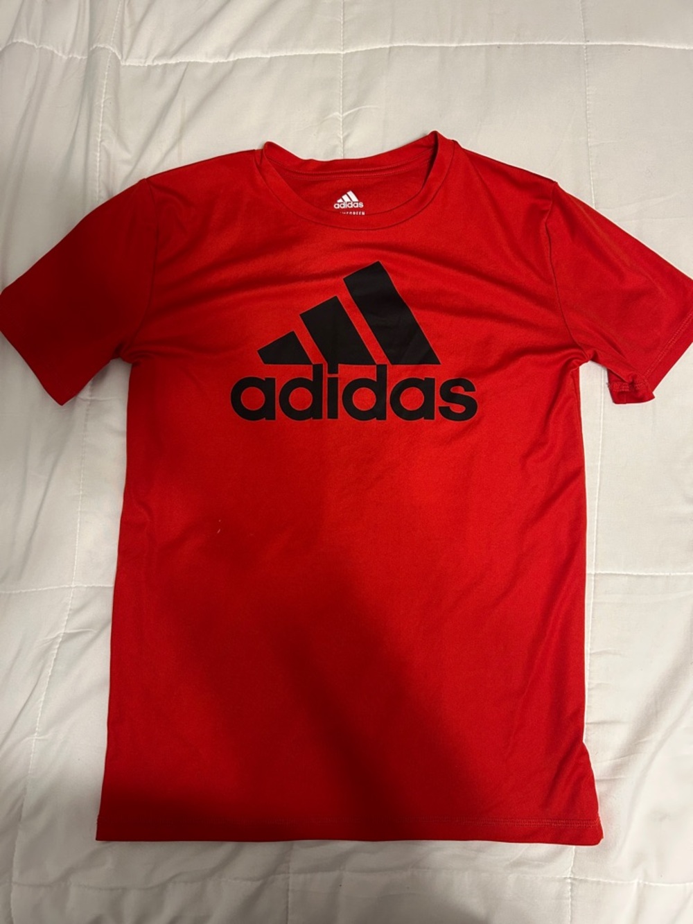 adidas Red Short-Sleeve Logo Tee with Black Branding